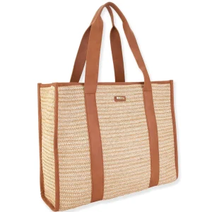 Charlee | Poly Straw Shoulder Tote | CE6578