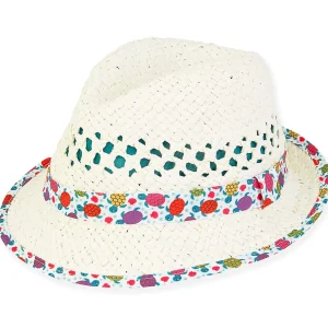 Cora | Infant Girl Paper Straw Fedora Hat | HK468