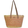 Coral, Paper Straw/Poly Rope Shoulder Tote | CE6672 B