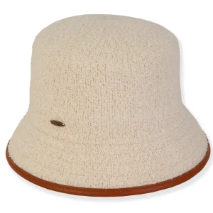 Gaia | Women's Poly Fabric Bucket Faux Leather Trim | AD1611
