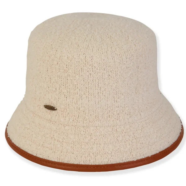 Gaia | Women's Poly Fabric Bucket Faux Leather Trim | AD1611