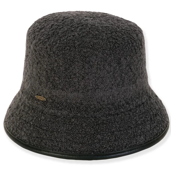 Gaia | Women's Poly Fabric Bucket Faux Leather Trim | AD1611