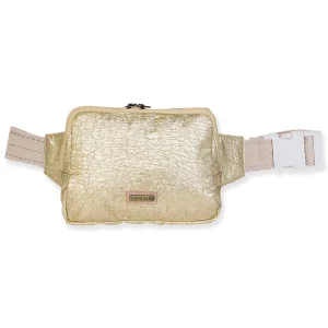 Gold, Crossbody Belt Bag Crushed Metallic | SNS6860 B