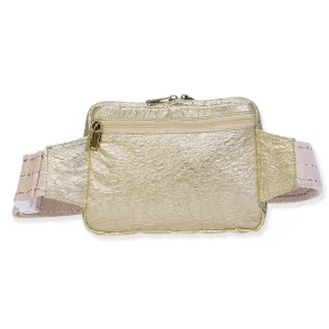 Gold, Crossbody Belt Bag Crushed Metallic | SNS6860 B