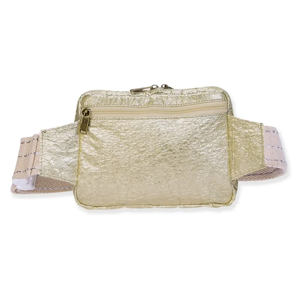 Gold, Crossbody Belt Bag Crushed Metallic | SNS6860 B