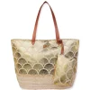 Gold, Jute Linen/Corn Husk Shoulder Tote | CE6624 B