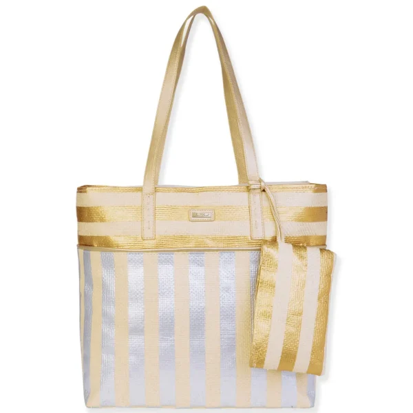 Gold, Paper Straw Shoulder Tote | CE6665 B