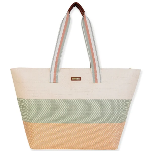 Green, Paper Straw Shoulder Tote | CE6666 B