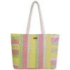 Green, Paper Straw Shoulder Tote | CE6607 B