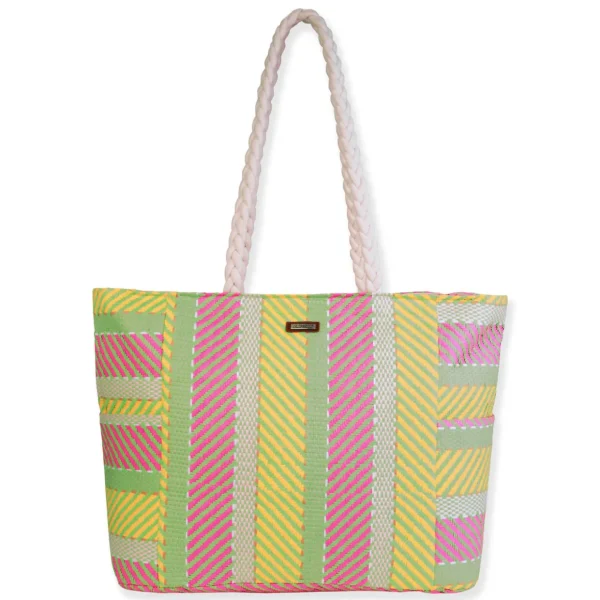 Green, Paper Straw Shoulder Tote | CE6607 B