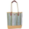 Green, Paper Straw Shoulder Tote | CE6606 B