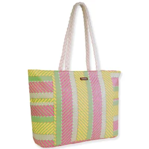 Green, Paper Straw Shoulder Tote | CE6607 B