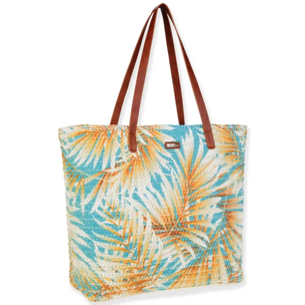 Green, Paper Straw Shoulder Tote | CJ8891 B