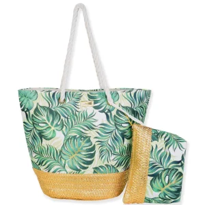 Green, Poly/Jute/Paper Straw Shoulder Tote | CJ8890 B