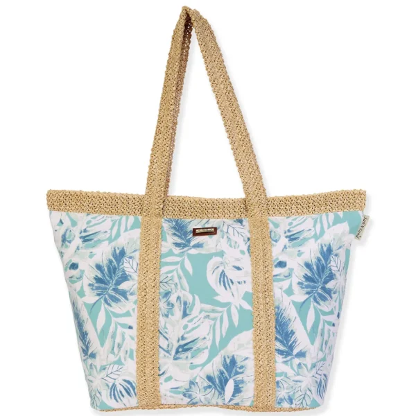 Green, Poly/PP Straw Shoulder Tote | CE6610 B