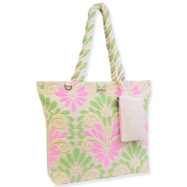 Green/Pink, Shoulder Tote Vintage Motif | SNS6610 A