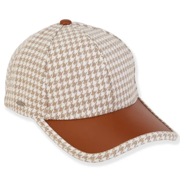 Griffin | Women's Poly Fabric Faux Leather Brim Ball Cap | AD1546