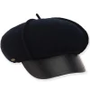 Hazel | Women's Soft Wool Newsboy Faux Leather Brim | AD1614