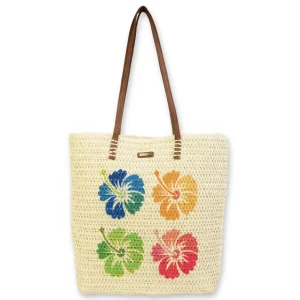 Hibiscus, Paper Straw Shoulder Tote | CE6614 B