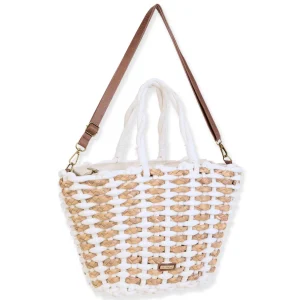 Ivory, Cotton Rope/Straw Shoulder Tote | CE6716