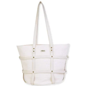 Ivory, Poly Straw Shoulder Tote | CE6634 A