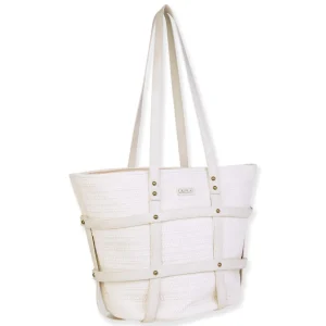 Ivory, Poly Straw Shoulder Tote | CE6634 A