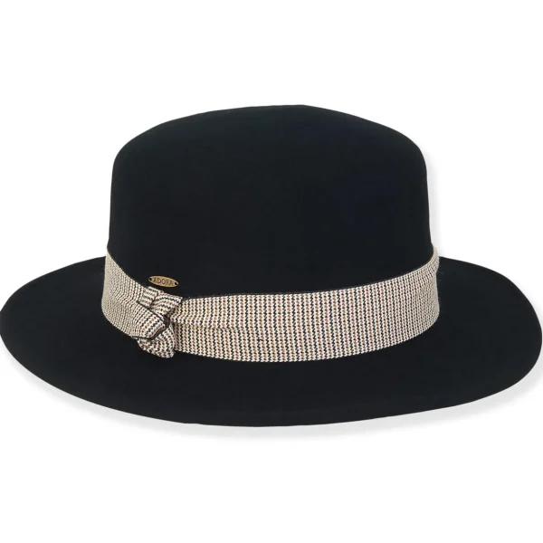 Jora | Women's Wool Felt Boater Grosgrain Trim | AD1603