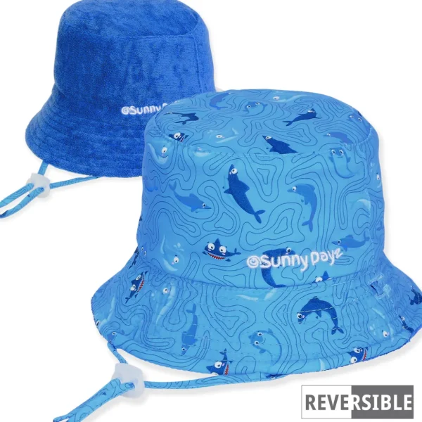 Kid's Hats | Infant Boy | Shark, Poly/Terry Bucket, Brim 1.75" | Sunny Dayz | HK545 S