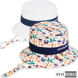 Kid's Hats | Infant Boy | Vacation Collage, Poly Cotton Bucket, Brim 2" | Sunny Dayz | HK535 L
