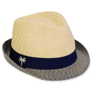 Kid's Hats | Young Boy | Neutral, Paper Straw Fedora, Brim 1.5" | Sunny Dayz | HK520