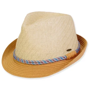Kid's Hats | Young Boy | Neutral, Paper Straw Fedora, Brim 1.5" | Sunny Dayz | HK519