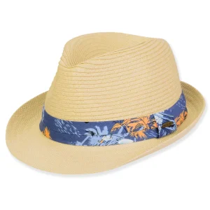 Kid's Hats | Young Boy | Neutral, Paperbraid Fedora, Brim 1.75" | Sunny Dayz | HK521