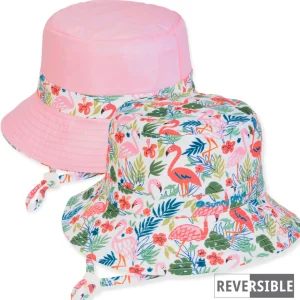 Kid's Hats | Young Girl | Flamingo, Poly/Cotton Bucket, Brim 2" | Sunny Dayz | HK513 S
