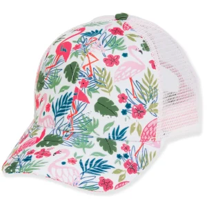 Kid's Hats | Young Girl | Flamingo, Polyester Trucker Cap, Brim 2.5" | Sunny Dayz | HK507