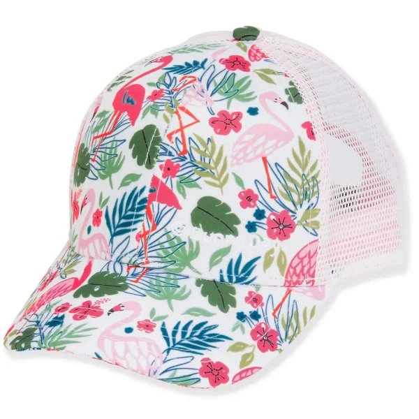 Kid's Hats | Young Girl | Flamingo, Polyester Trucker Cap, Brim 2.5" | Sunny Dayz | HK507