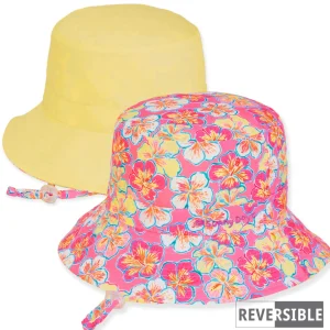 Kid's Hats | Young Girl | Hibiscus, Poly Cotton Bucket, Brim 2.5" | Sunny Dayz | HK528 L