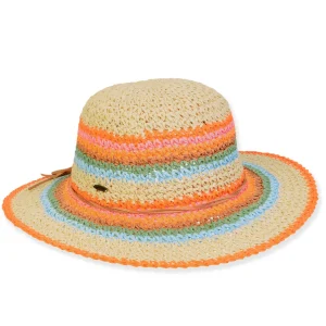 Kid's Hats | Young Girl | Neutral, Paper Crochet Floppy, Brim 3" | Sunny Dayz | HK512