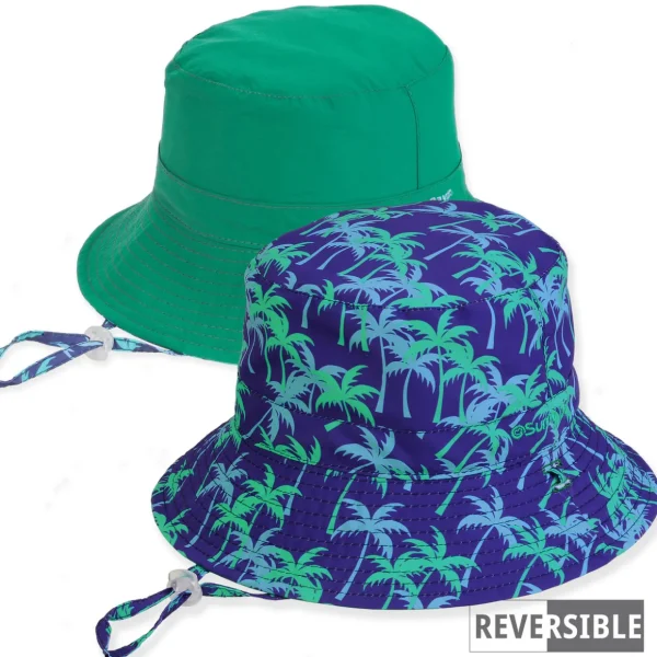 Kid's Hats | Young Girl | Palm Tree, Poly/Cotton Bucket, Brim 2.5" | Sunny Dayz | HK515 L