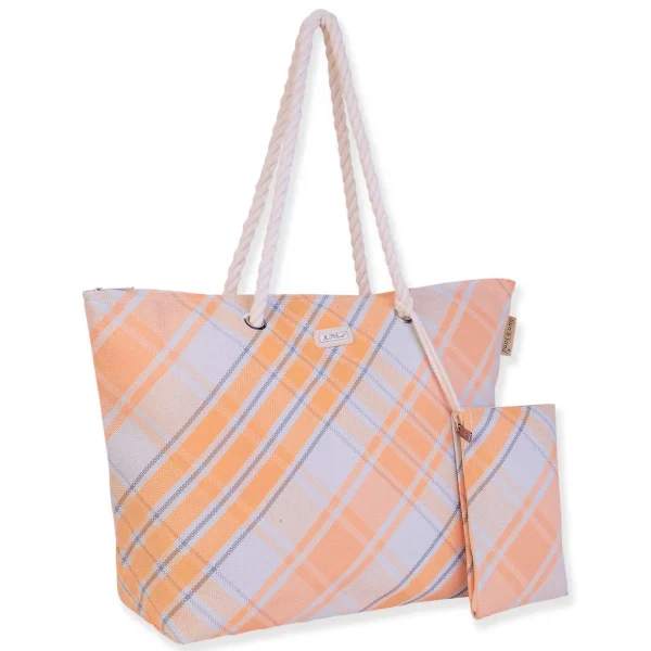 Light Orange, PP Straw Shoulder Tote | CE6660 B