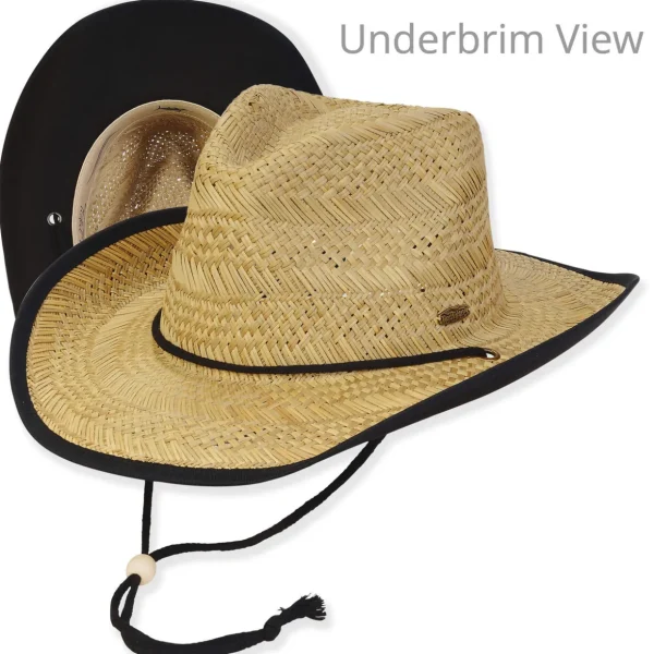Men's Hats | Black, Rush Straw Western, Brim 3.75" | Tidal Tom | HTT1264 B