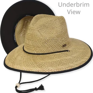 Men's Hats | Black, Rush Straw Lifeguard, Brim 4" | Tidal Tom | HTT1266 B