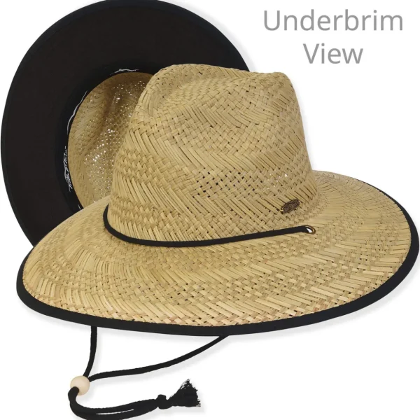 Men's Hats | Black, Rush Straw Lifeguard, Brim 4" | Tidal Tom | HTT1266 B