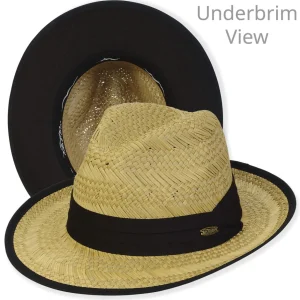 Men's Hats | Black, Rush Straw Fedora, Brim 2.5" | Tidal Tom | HTT1267 B