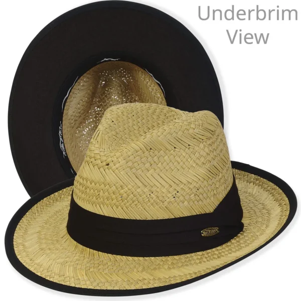 Men's Hats | Black, Rush Straw Fedora, Brim 2.5" | Tidal Tom | HTT1267 B