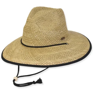 Men's Hats | Black, Rush Straw Lifeguard, Brim 4" | Tidal Tom | HTT1266 B