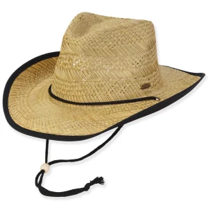 Men's Hats | Black, Rush Straw Western, Brim 3.75" | Tidal Tom | HTT1264 B