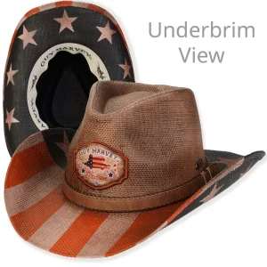 Men's Hats | Brown, Paper Straw Western, Brim 3.5" | Guy Harvey | HG942