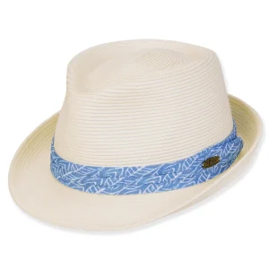 Men's Hats | Ivory, PP Straw/Paper Straw Fedora, Brim 2" | Caribbean Joe | HCJ451 ML