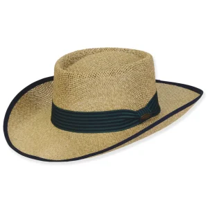 Men's Hats | Neutral, Paper Straw (Faux Seagrass) Gambler, Brim 3.5" | Tidal Tom | HTT1280 XL