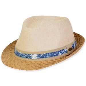 Men's Hats | Sand, 50% Poly/50% Paper Straw Fedora, Brim 1.75" | Caribbean Joe | HCJ450 ML